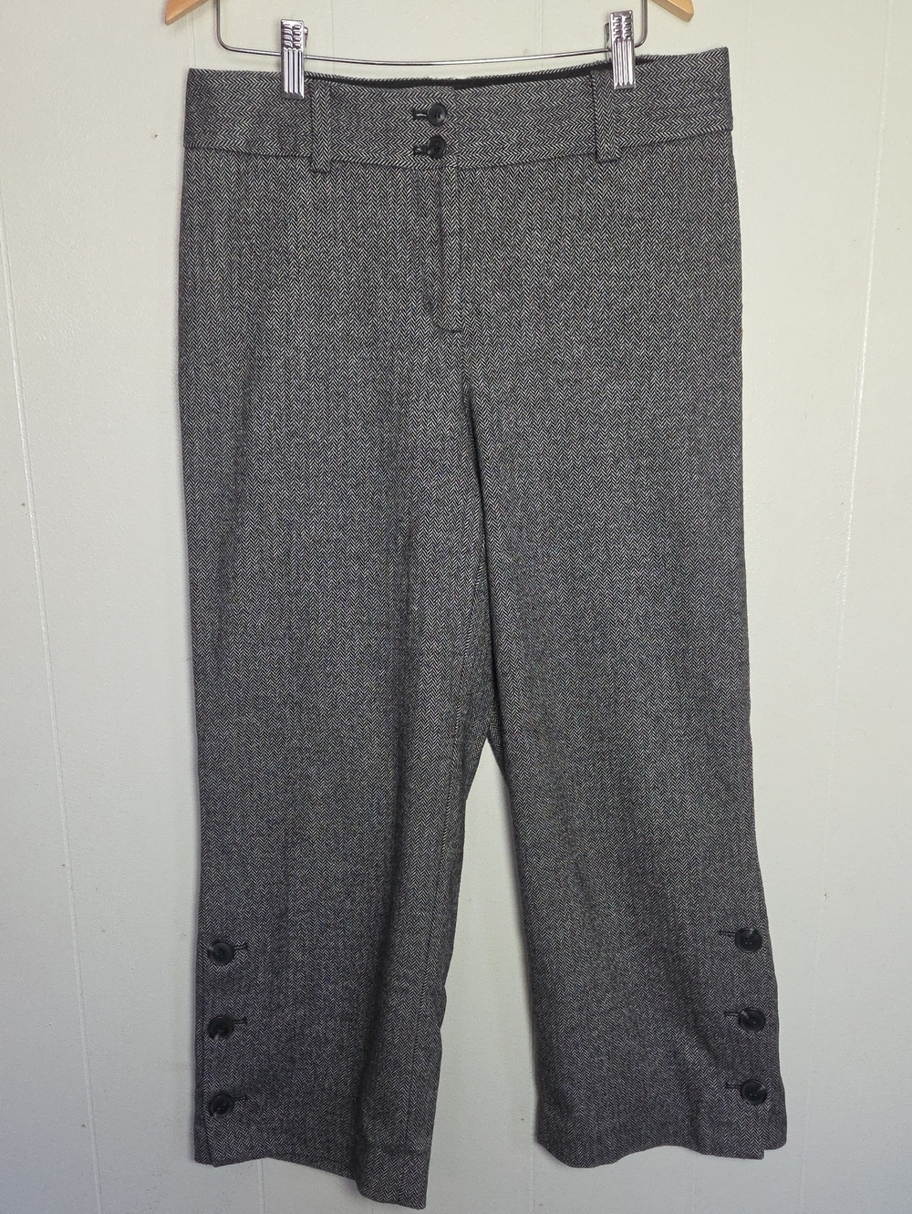 Talbots Gray Cropped Button-Hem Dress Pants